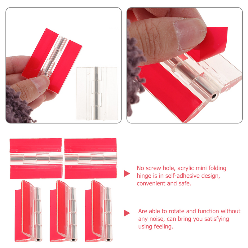 5 Pcs Small Acrylic Hinge Self-adhesive Hinge Hinges Cabinet Door Steel Shaft Transparent Acrylic Butt for Doors Small