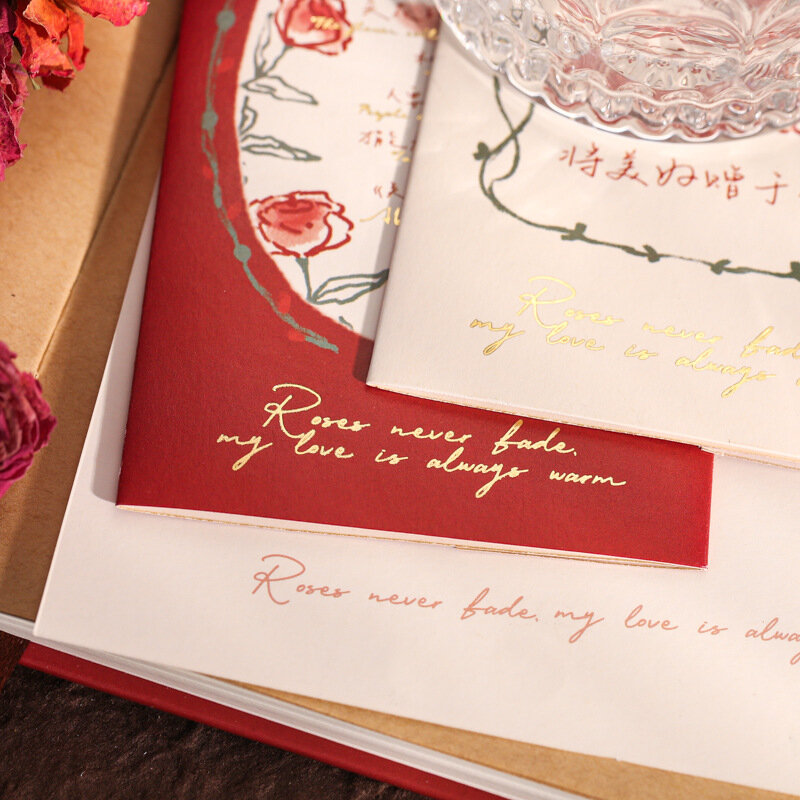 4 buah/tas kartu pos mawar semesta, ilustrasi romantis pengakuan pesan berkat kartu ucapan kartu pos