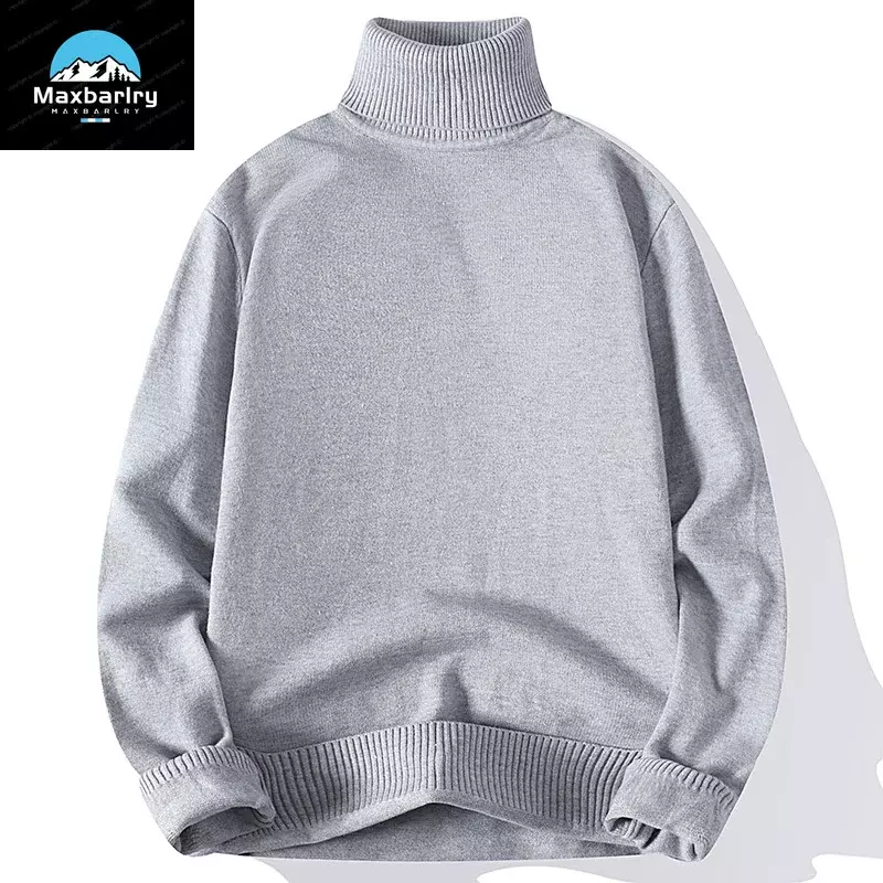 2024 Autumn/Winter Sweater Men's Casual Fashion High Collar Solid Color Warm Pullover Men's Cushing Top New Style