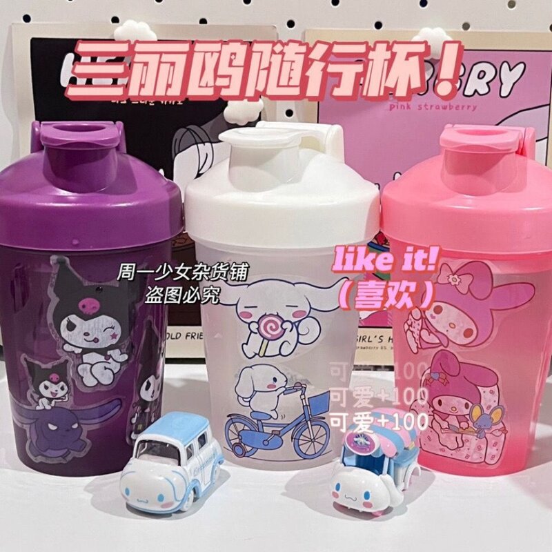 Botella de agua potable Sanrio Cinnamoroll Melody Direct, bola agitadora, taza deportiva, pegatina DIY, lindo regalo de botella de agua para estudiantes, nuevo