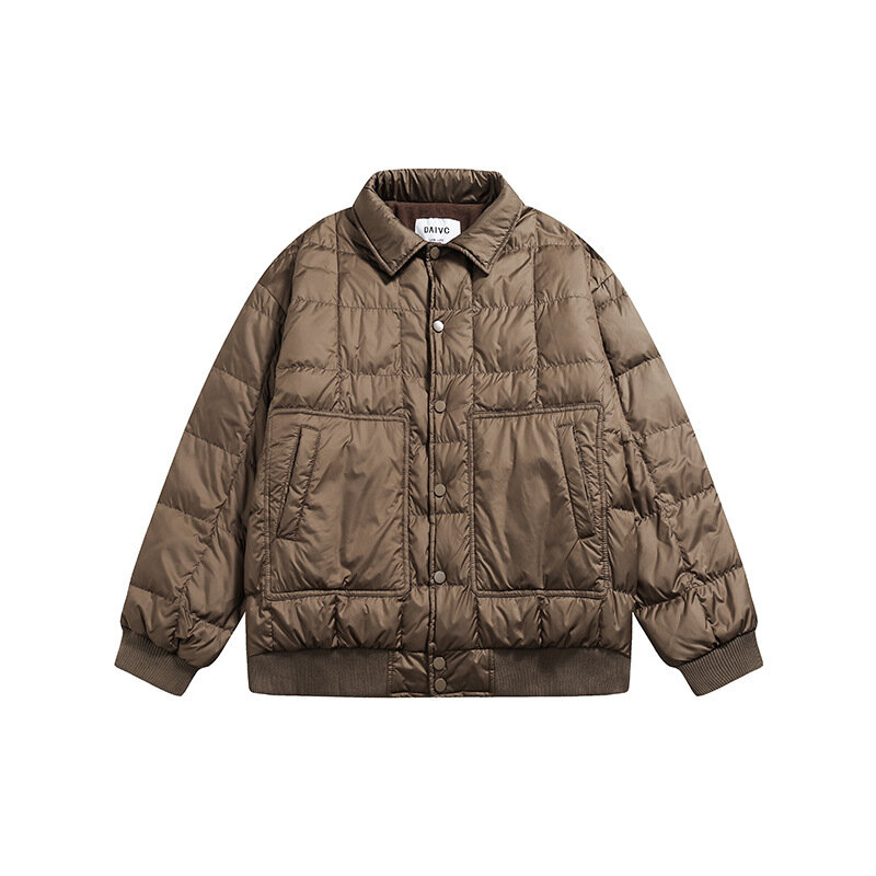 Зимняя новая куртка с отложным воротником в клетку, японский винтажный пуховик с флисовой подкладкой