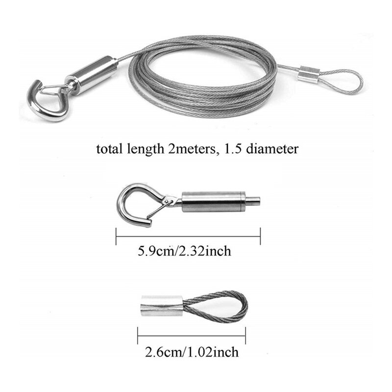 Heavy Duty Stainless Steel Wire Rope, Imagem ajustável Pendurado Fio para Espelho, Hanging Hardware Light Lamp, Hot, 6 Pcs, 2m