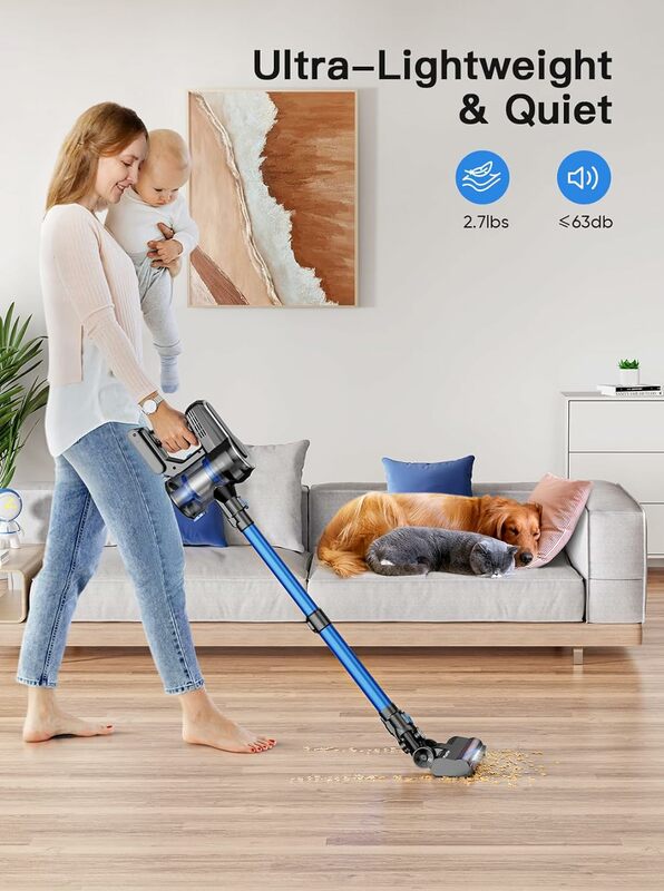 Roanow Cordless Vacuum Cleaner, 400W/30KPA Cordless Vacuum with LED Display, 50Mins Runtime Lightweight & Ultra-Quiet Stick
