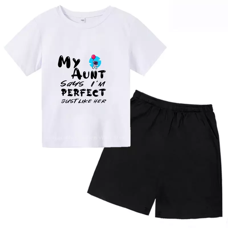 Disney Trendy Alphabet stampato manica corta + pantaloncini Set abbigliamento estivo in cotone per bambini Boy Girl Casual Outing Look coreano