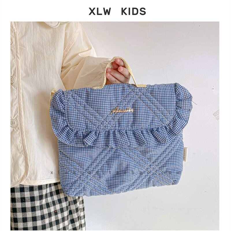 Детская кавайная сумка с оборками, Женская Новинка 2024, осенне-зимняя сумка через плечо, модная дорожная сумка-книжка для девочек, сумка на плечо