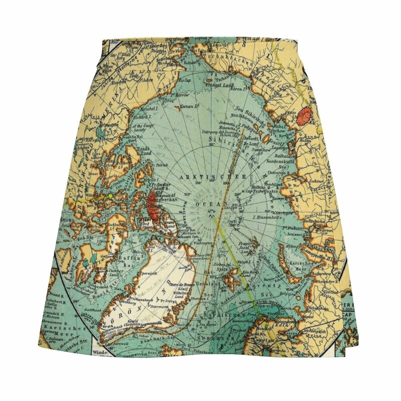 북극해 지도 1906 여성용 미니 스커트, 2023 교복, 여름 의류