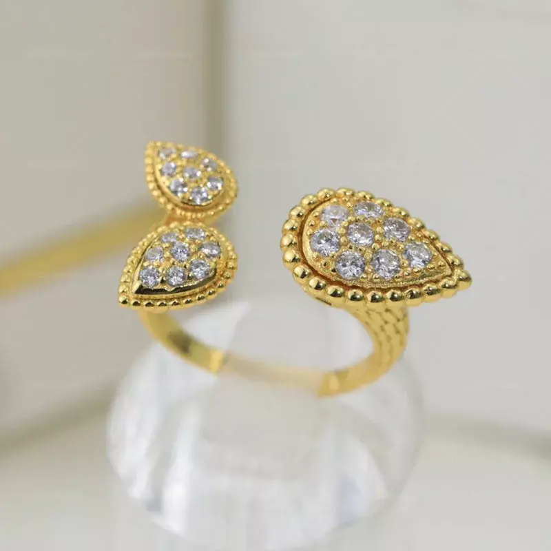 S925 cincin tetesan air zirkon perak murni kualitas tinggi untuk hadiah pesta perhiasan Bohemian merek fashion kelas atas wanita
