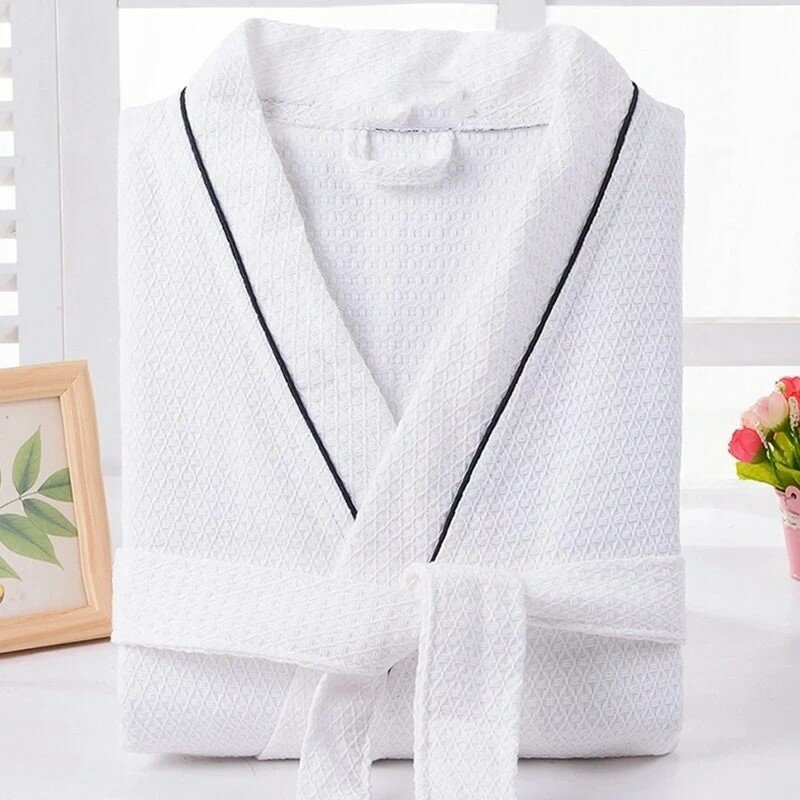 Jubah mandi handuk Musim Semi Pria 100% pakaian tidur katun jubah mandi Kimono gaun ganti uniseks gaun tidur mandi panjang jubah Terry putih