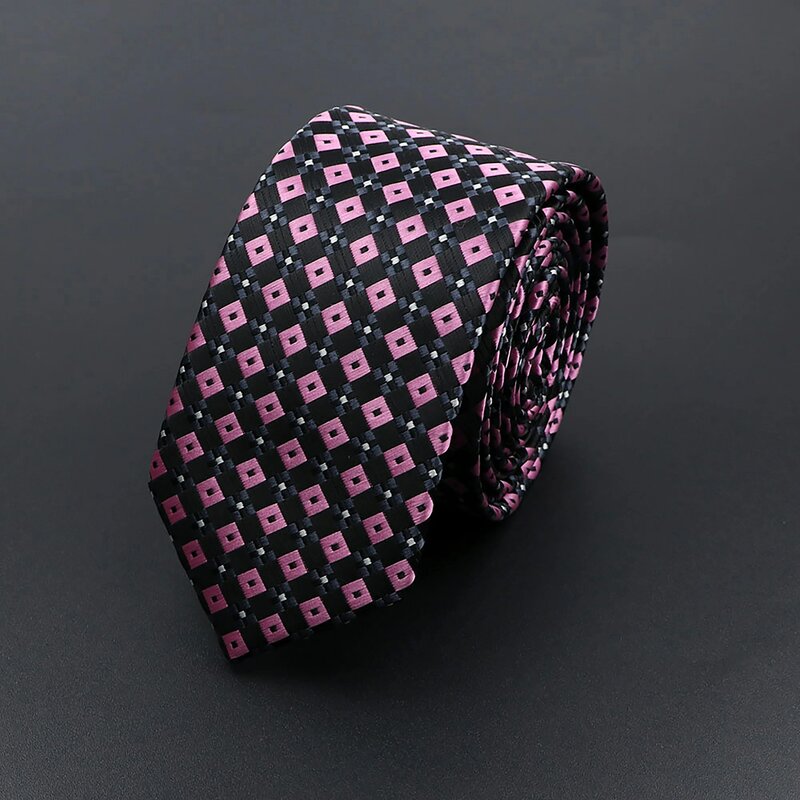Mens 5cm Slim Tie Striped Plaid Red Black Narrow Necktie For Wedding Party Business Men Formal Suit Shirt Cravats Accessory Gift