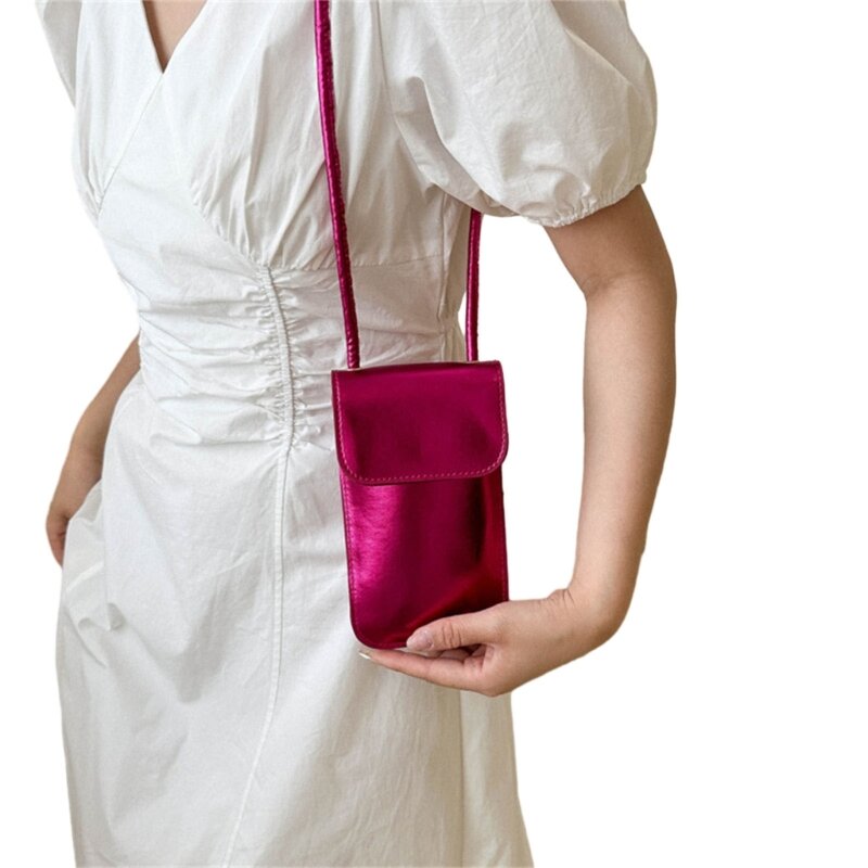 Skórzany portfel na telefon komórkowy na monety Mini torebka na telefon paskiem na ramię