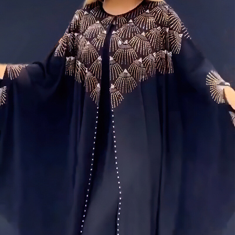 Boubou en mousseline de soie pour femme, robe musulmane modeste, caftan marocain, djellaba de luxe, occasions de fête de mariage, Dubaï, ML95Q92, 2023