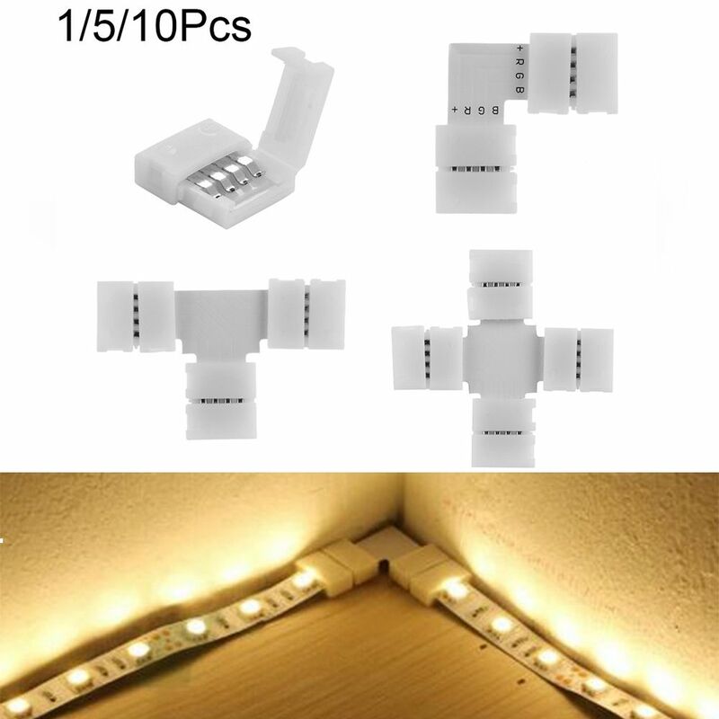 1/5/10ชิ้นสำหรับ3528 5050คลิปบน Coupler solderless 10มม4Pin เชื่อมต่อแถบไฟ LED PCB