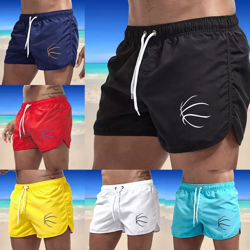 Мужские пляжные шорты, легкие быстросохнущие цветные пикантные плавательные шорты с заниженной талией, мужской купальник, летние шорты для доски
