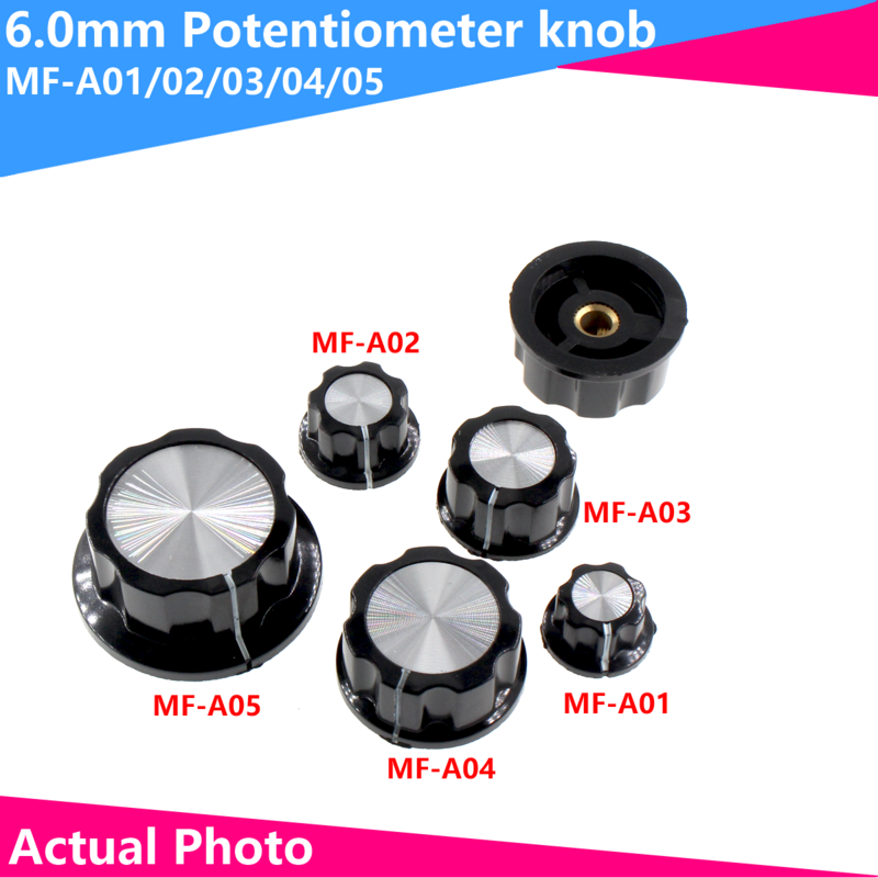 5pcs MF-A01/A02/A03/A04/A05 Potentiomètre bouton bakélite potentiomètre bouton capuchon diamètre, alésage intérieur: 6mm