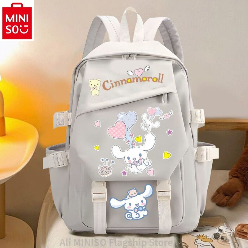 MINISO Sanrio Yuguigou mochila de estudante, mochila infantil simples e casual de grande capacidade, desenho animado novo, 2024