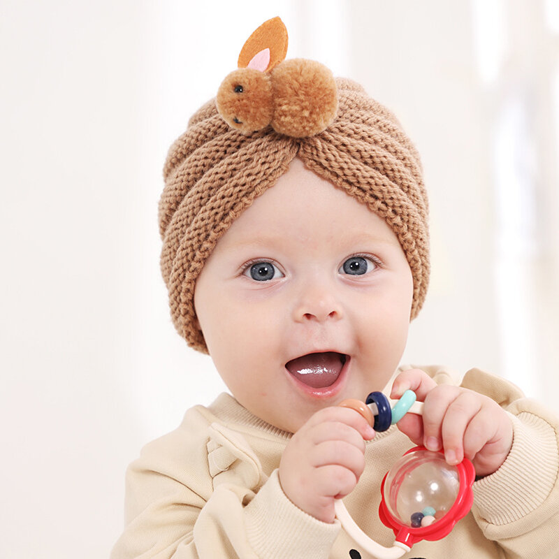 Gestrickte Winter Baby Hut für Mädchen Junge Candy Farbe Motorhaube Enfant Niedlichen Kaninchen Beanie Baby Turban Hüte Neugeborenen Kleinkind Headwraps kappe