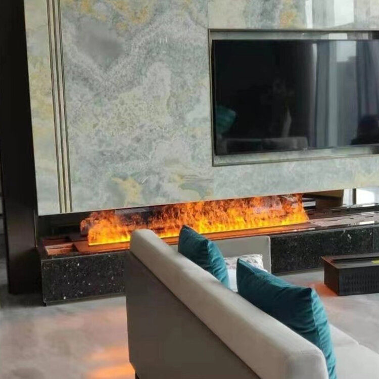 Lareira elétrica 3D com chama de uma cor, restaurante, vapor de água decorativo, estilo francês, atacado