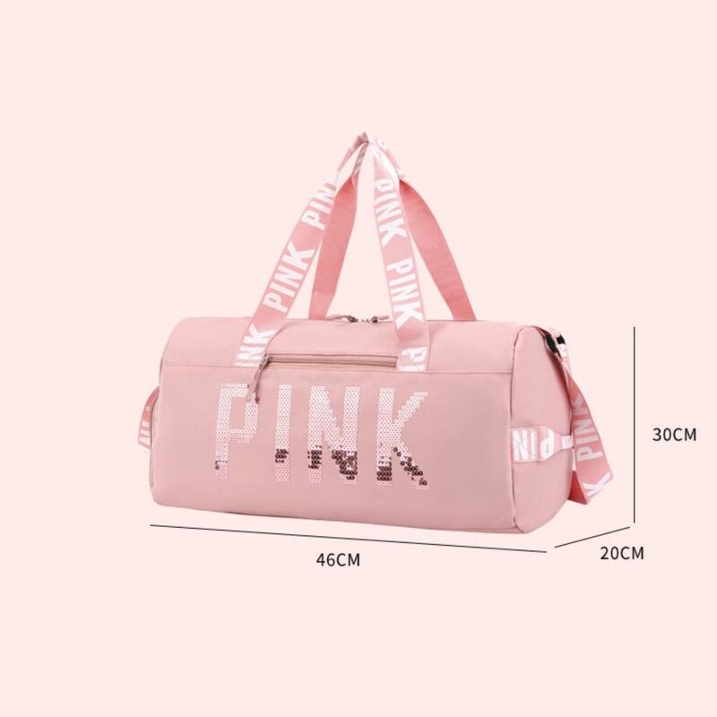Bolso de mano impermeable con logotipo láser rosa para mujer, bolsa de gimnasio, bolso de mano grande ligero de viaje para el fin de semana, nuevo