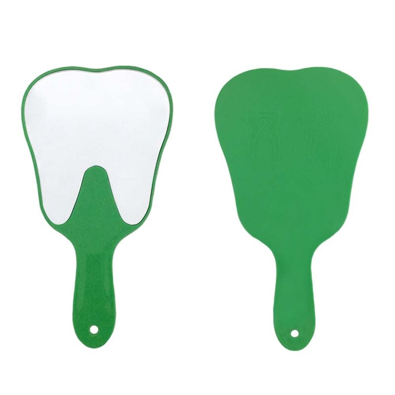 PVC Unbreakable Hand Mirror With Handle Tooth Shape Mirrors Dental Mouth Examination Makeup Mirror    Dentistry Accessories Gift