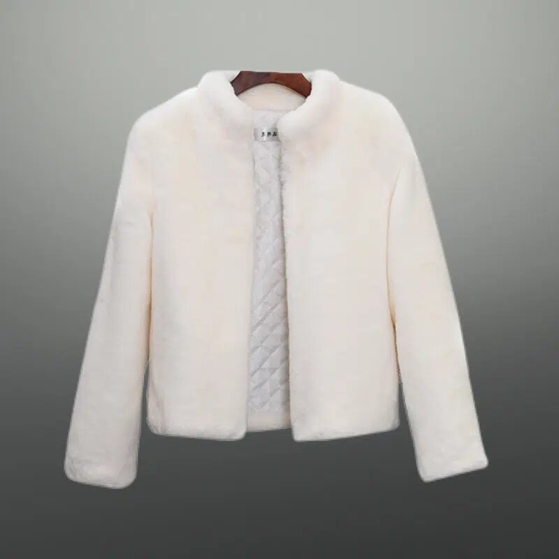 Mantel Bulu Palsu Wanita Mantel Mewah Berbulu 2022 Pakaian Luar Hangat Mode Baru Jaket Mantel Bulu Imitasi Pendek Wanita Musim Gugur Musim Dingin