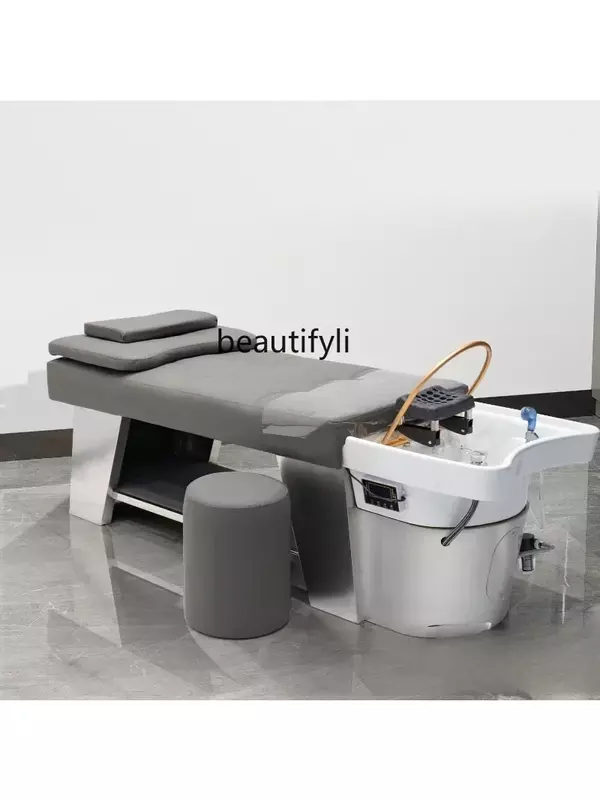Hair Salon Shampoo Chair Barber Shop Hair Salon Thai Flat Lying Massage Couch Ceramic Basin Steaming Bed with Water Circulation