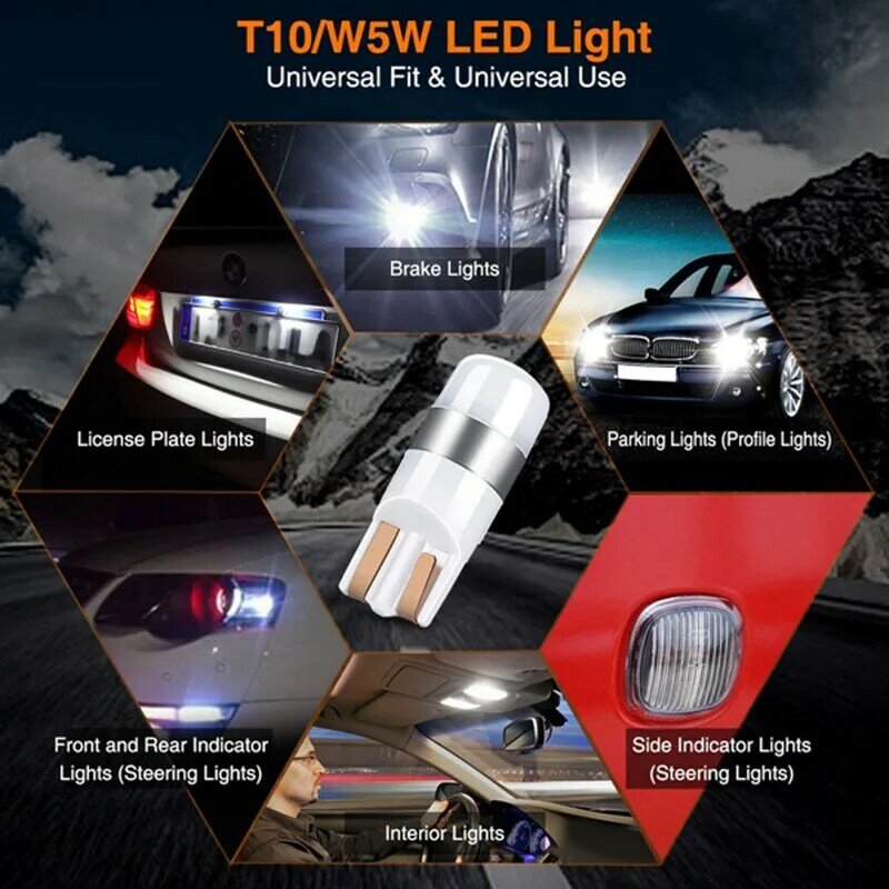 白色LEDカーパーキングライト,canbus電球,4xエラーなし,3030 smd,6000k,t10