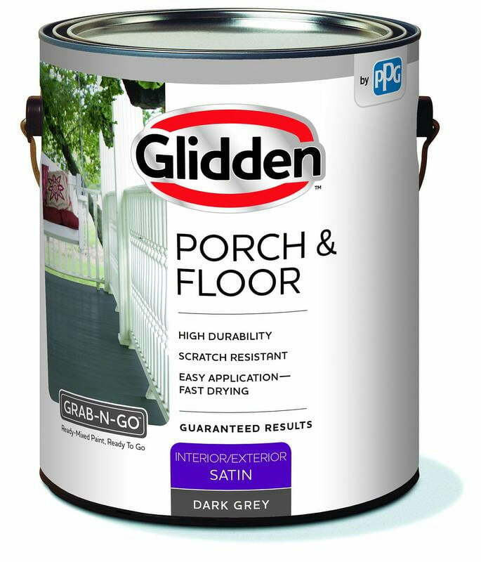 Glidden Porch and Floor Grab, Pintura Interior N-Go, Primer Cetim Exterior, Cinza Escuro, 1 Galão