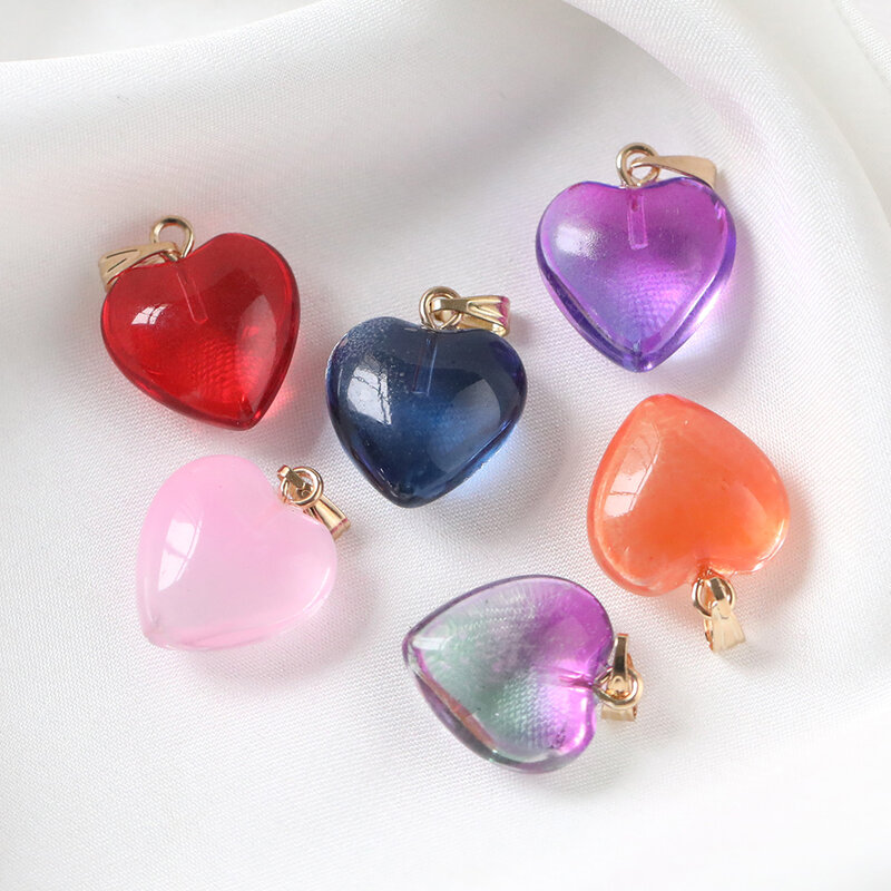 10Pcs/Lot Czech Lampwork Crystal Glass Heart Beads Charms pendant DIY Handmade Jewelry Making Necklaces Earrings Accessories