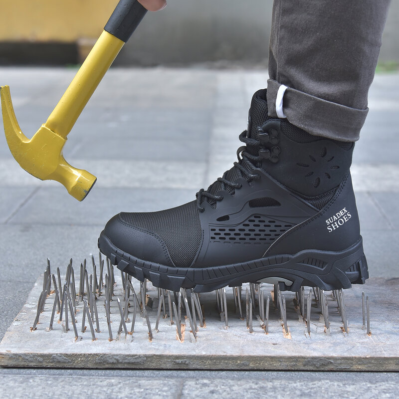 SUADEX S1ความปลอดภัยรองเท้าผู้ชายที่ทำงานรองเท้า Anti-Smashing เหล็กทำงานรองเท้าเพื่อความปลอดภัยชายหญิงรองเท้าลื่น EUR ขนาด37-48