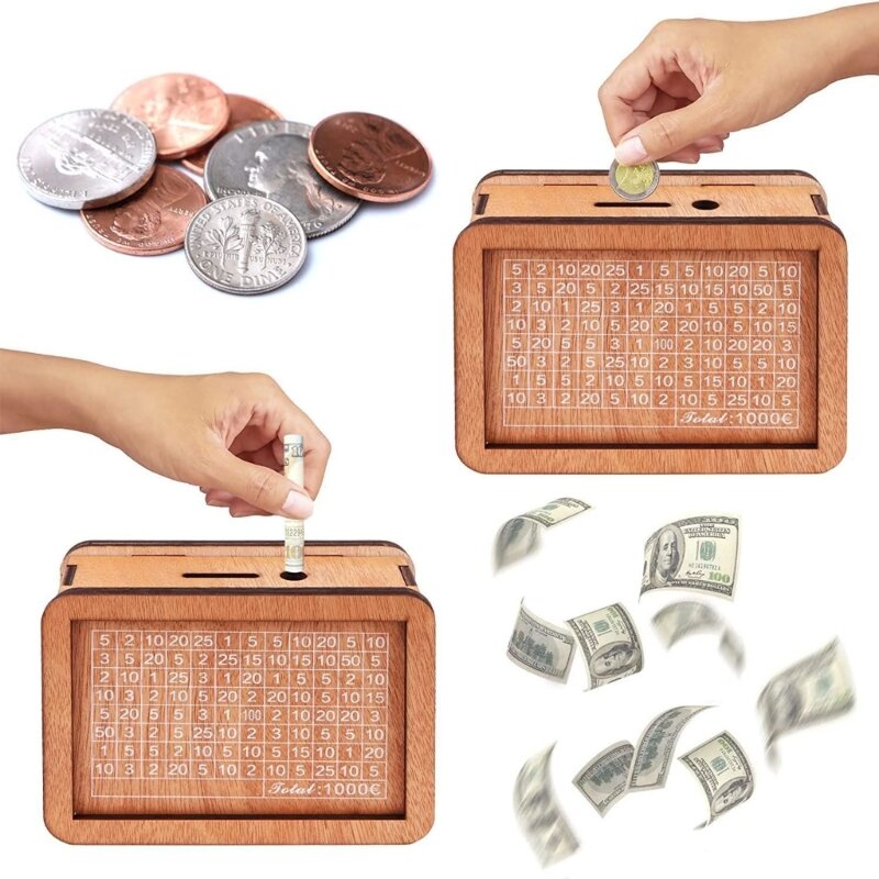 Kid Money Box Money Box for Cash Saving Piggybank with Marker Targets Number