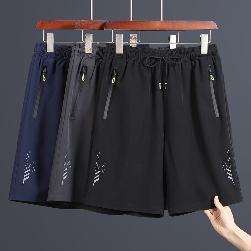 Pantalones cortos negros de secado rápido para hombre, pantalón informal de talla grande 8XL, 7XL, para playa, verano, 2024