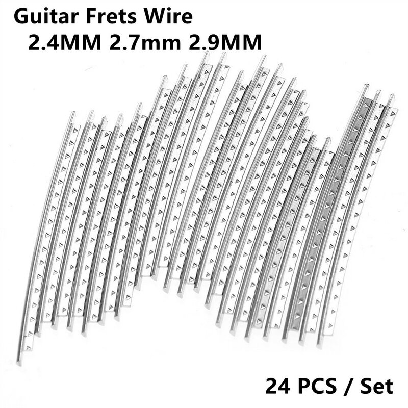 Guitar fret wire, liga de cobre níquel, durável, portátil, novo, 24pcs, 2.4mm, 2.7mm, venda especial