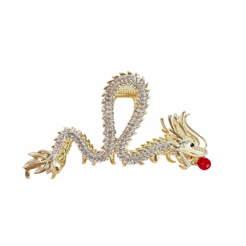 2024 Zodiac Dragon Hair Clip Creative Chinese New Year Hair Accessories Rhinestone Hair Claw for Women Fun Exaggerated Jewelry