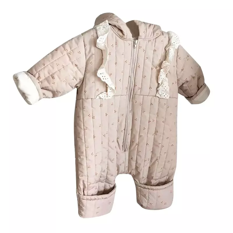 Зимняя куртка для новорожденных девочек, зимний теплый плотный комбинезон в клетку из хлопка с длинным рукавом и подкладкой, комбинезон, детские куртки для девочек