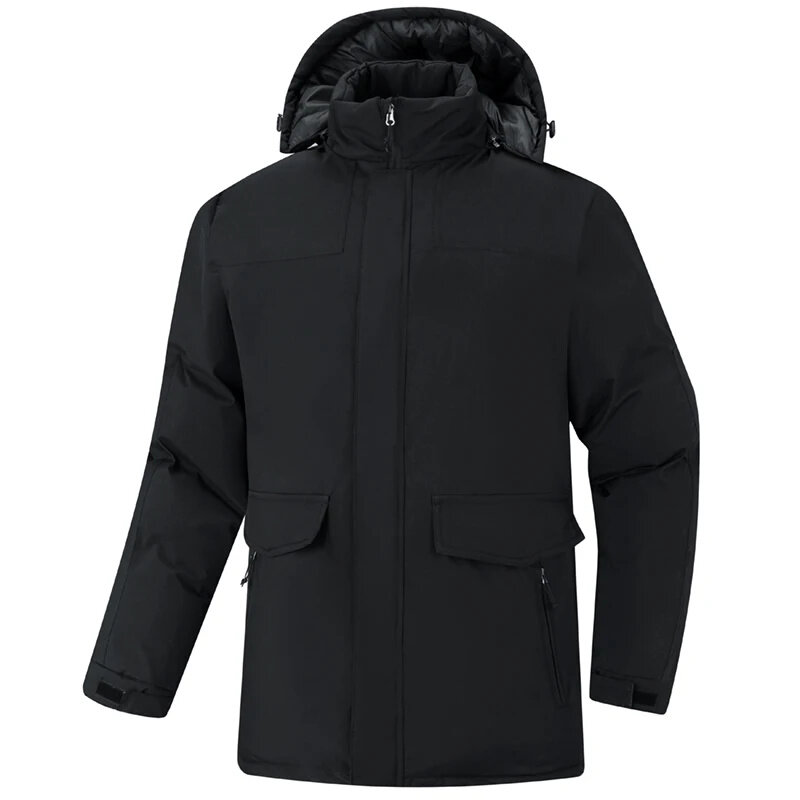 Jaqueta masculina com capuz à prova de vento, casaco grosso quente, moda casual, outwear de marca solta, outono, inverno 2024