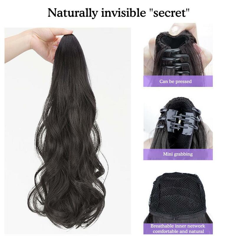 Synthetic Long Curly Hair Ponytail Wig Female Long Hair Clip Natural Long Curly Hair Large Waves High Ponytail Wig Ponytail
