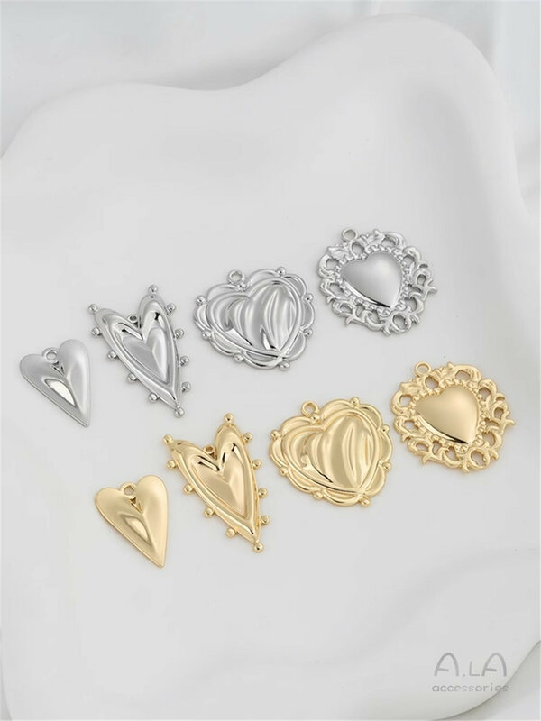 Кулон в форме сердца с кружевом и искусственным золотом 14 карат, ожерелье ручной работы, серьги, ювелирные изделия, аксессуары для подвесок