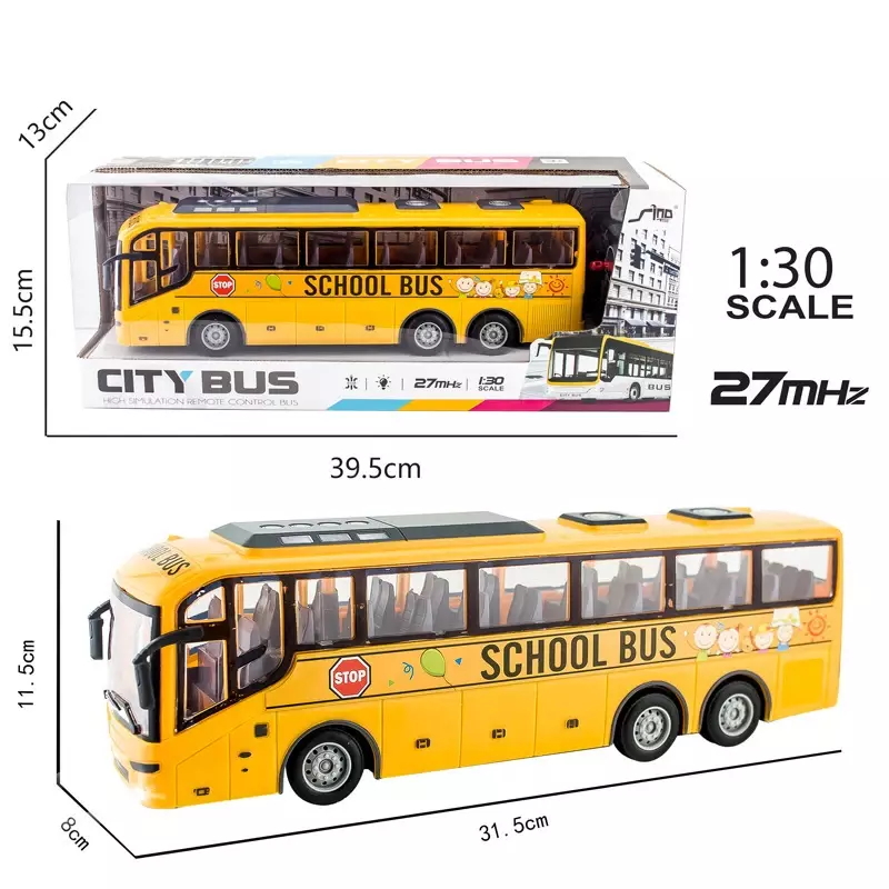 Bus électrique télécommandé sans fil avec lumière, bus scolaire de simulation, jouet modèle Tour, 4CH