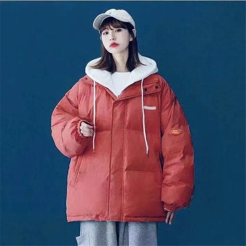 2023 두꺼운 따뜻한 파카 푸퍼 코트, 솔리드 루즈 지퍼 후드 짧은 재킷, 한국 패션, 캐주얼 아우터, 겨울 신상 2023