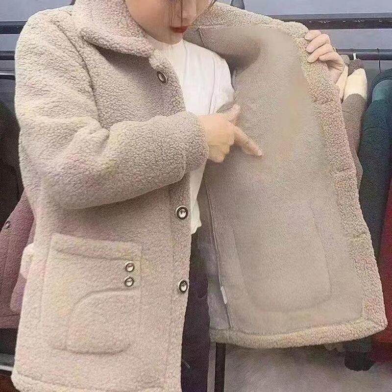Kurtka damska kurtka stylowa damska klapa długi rękaw wełniany sweter płaszcz jesień zima kurtka w jednolitym kolorze odzież wierzchnia dla Streetwear