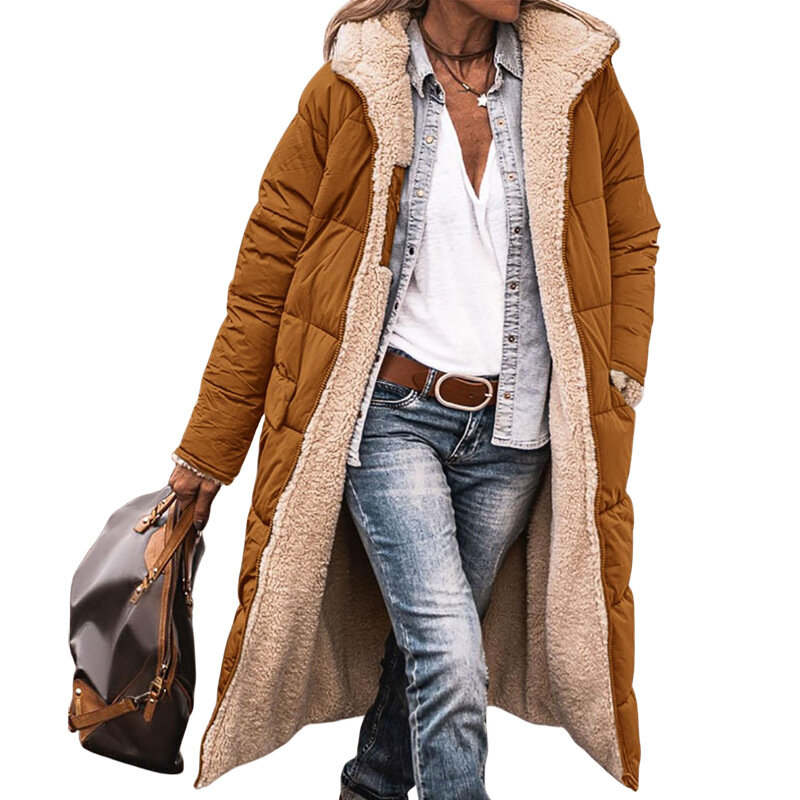 女性用長袖パーカー,フード付きポケット付きスウェットシャツ,ジッパー付きジャケット,単色,ぬいぐるみ,冬,新しい2023