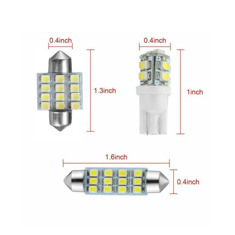 Kit de lâmpada LED Car Interior, alto brilho, substituição de luz branca, T10, 31mm, 42mm, DC 12V, 3W, 150LM, 6500K, 20Pcs