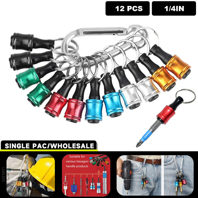 New Upgrade Push to Unlock 12pc 1/4 Inch Hex Shank Aluminum Alloy Screwdriver Bits Holder Light-weight Quick-cange Extension Bar