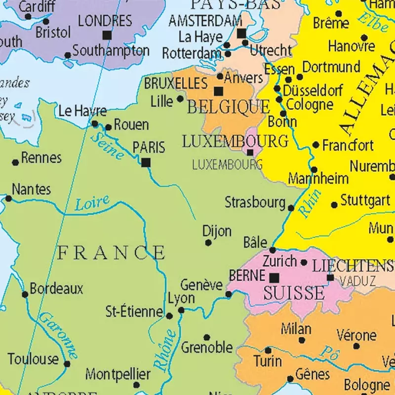 150*100 см, политическая карта Европы на французском языке, большой настенный плакат нанесение краски распылением на холст, гостиная, домашний декор, школьные принадлежности