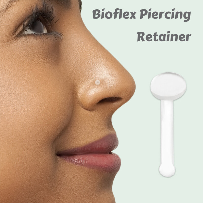 5 pçs bio plástico plana superior retentor limpar nariz parafusos piercings osso forma 20 calibre 18 narina piercing corpo jóias