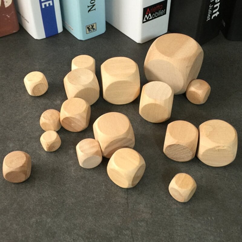 20 Pieces DIY Blank Dices Unpainted Wooden Dices Wooden Plain Dices 8-20mm Cubes for DIY Art Crafts Puzzles Numbers