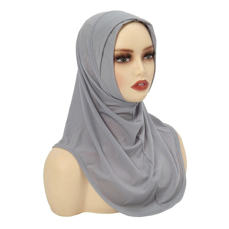One Piece Amira Hijab Muslim Women Solid Head Scarf Wrap Shawl Pull On Ready To Wear Hijabs Islamic Niab Nikab Instant Headscarf