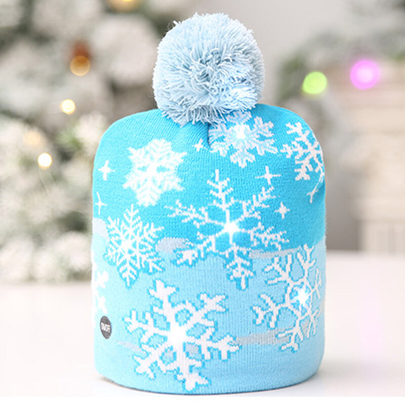 Creative Cute Unisex Fashion Warm LED Christmas Winter Knitted Knitting Hat Adults Kids Party Carnival Celebration Toys Gifts
