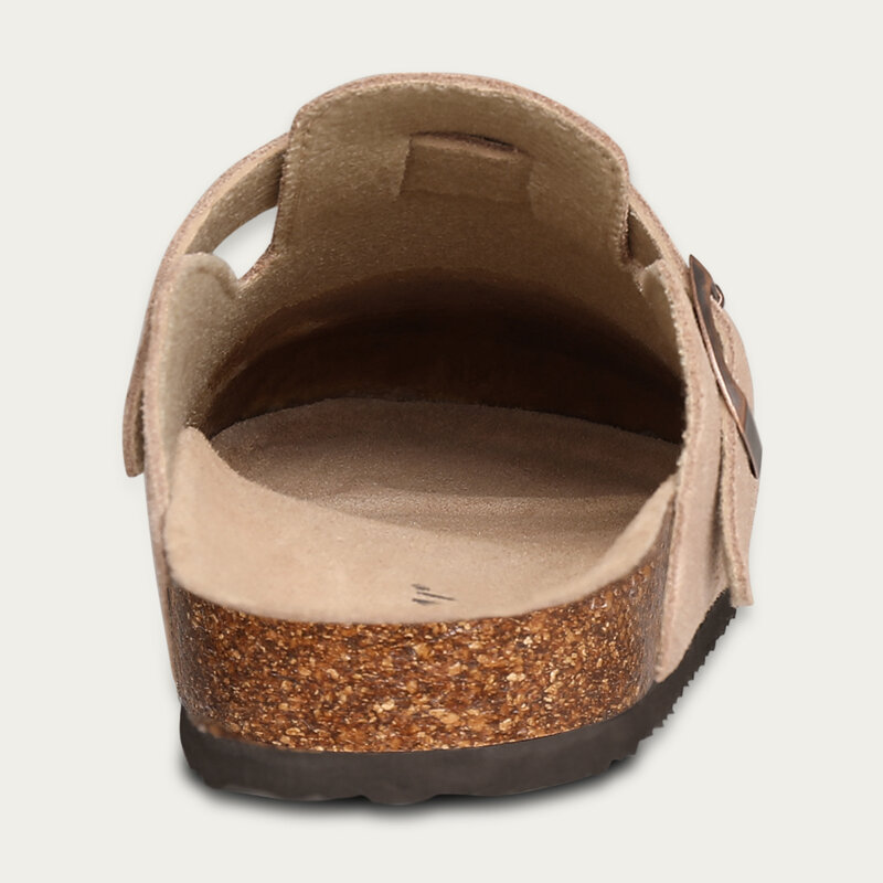 Litfun sandal jepit kulit PU wanita, sandal selop luar ruangan gabus Suede klasik untuk wanita