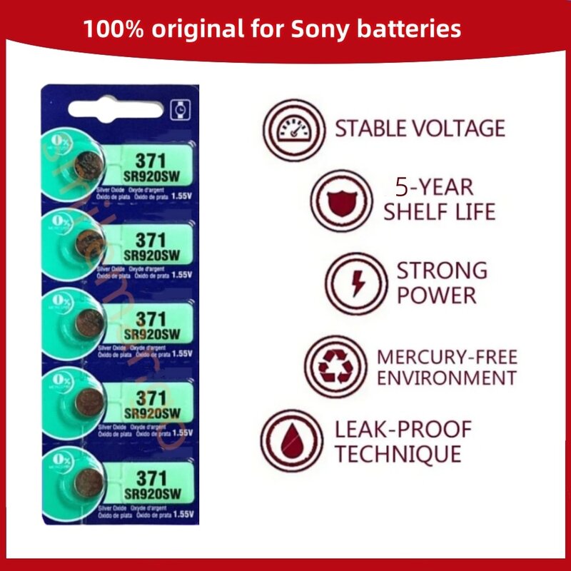 Baterias de botão originais para brinquedos de relógio, Bateria Remota Cell Coin, Sony AG6, 371, SR920SW, LR920, SR927, 171, 370, L921, LR69, SR920
